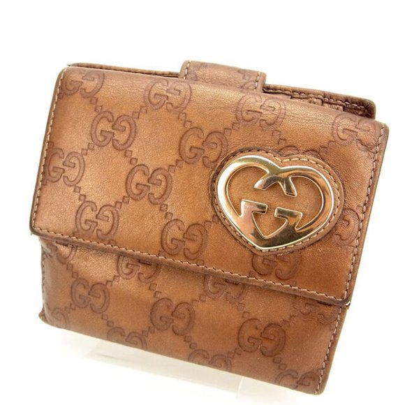 Gucci Wallet Purse Folding wallet Guccissima Bronze Woman Authentic Used - Picture 1 of 5